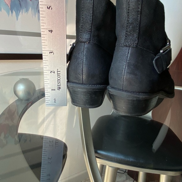 Black Leather Nubuck / Suede Boots/ booties with low heel. - Picture 10 of 15